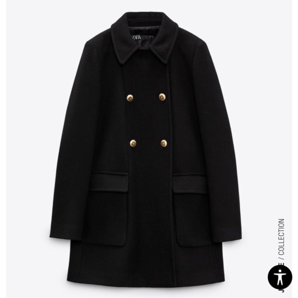 Zara gold button wool coat